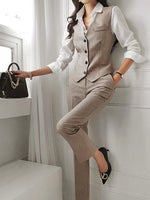 Women’s Notch Lapel Single Breasted Three Piece Suit Set