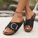 Women’s Open-Toe Buckle Slide Flat Sandals