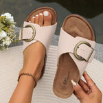 Women’s Open-Toe Buckle Slide Flat Sandals