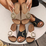 Women’s Open-Toe Buckle Slide Flat Sandals