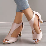 Women’s Open-Toe Cut-Out Block Heel Shoes
