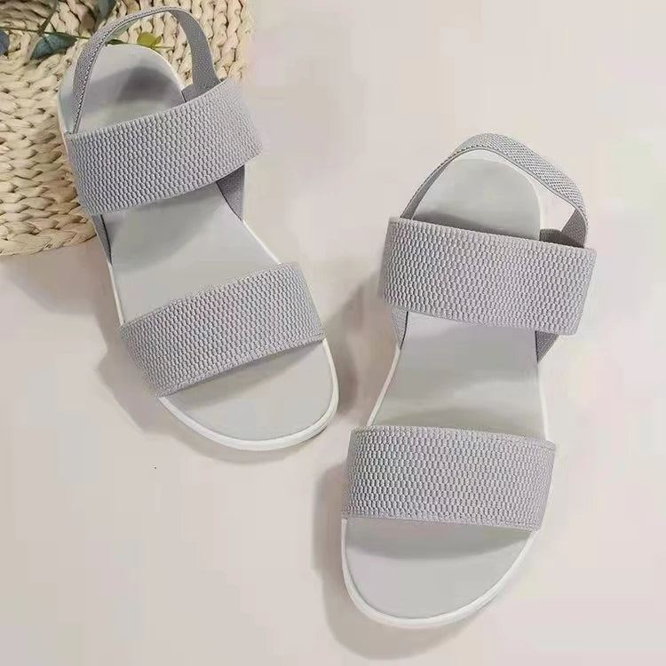 Women’s Open-Toe Elastic Strap Flat Sandals