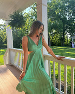 Women’s Pleated Cut-Out Midi Wedding Guest Dress