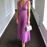 Women’s Pleated Cut-Out Midi Wedding Guest Dress