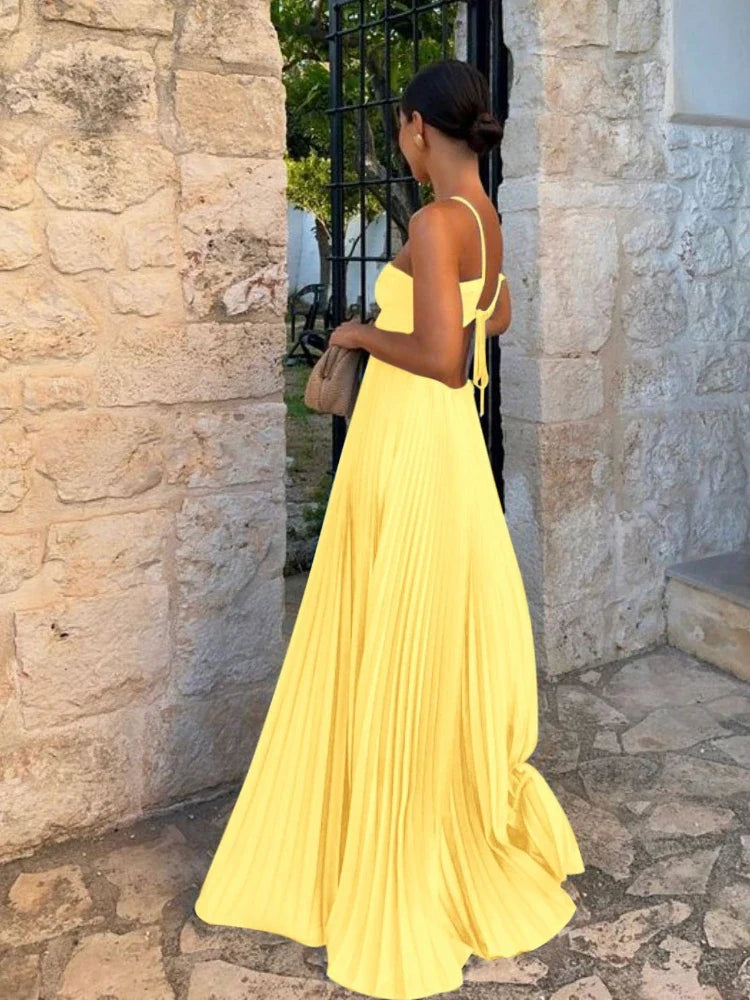 Women’s Pleated Maxi Wedding Guest Dress