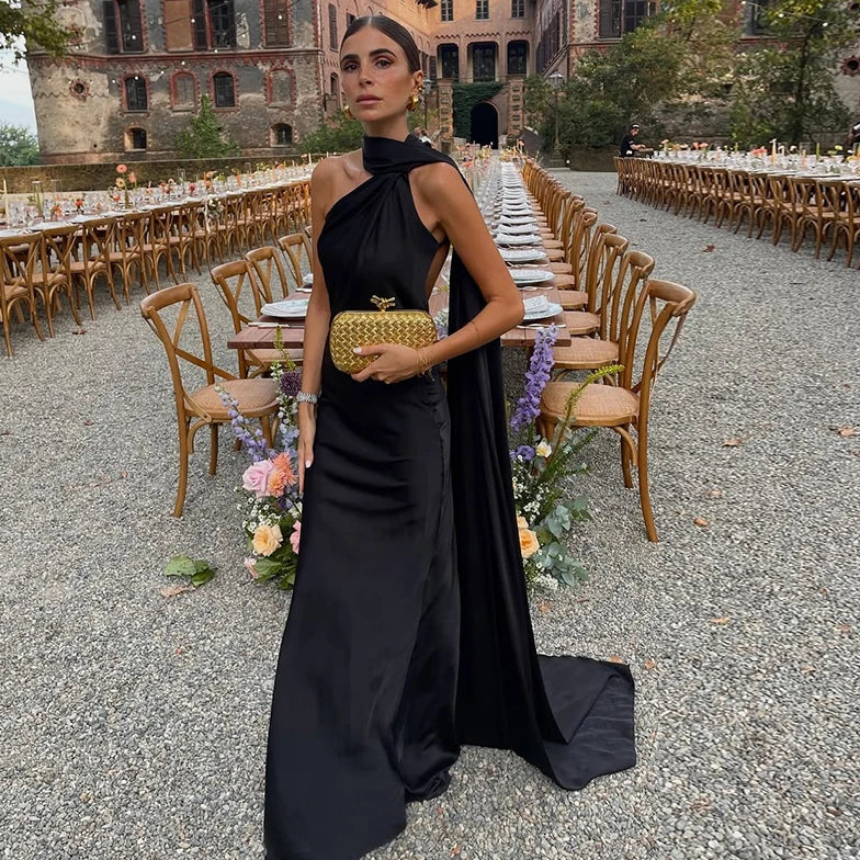 Women’s Scarf Neck Maxi Wedding Guest Dress