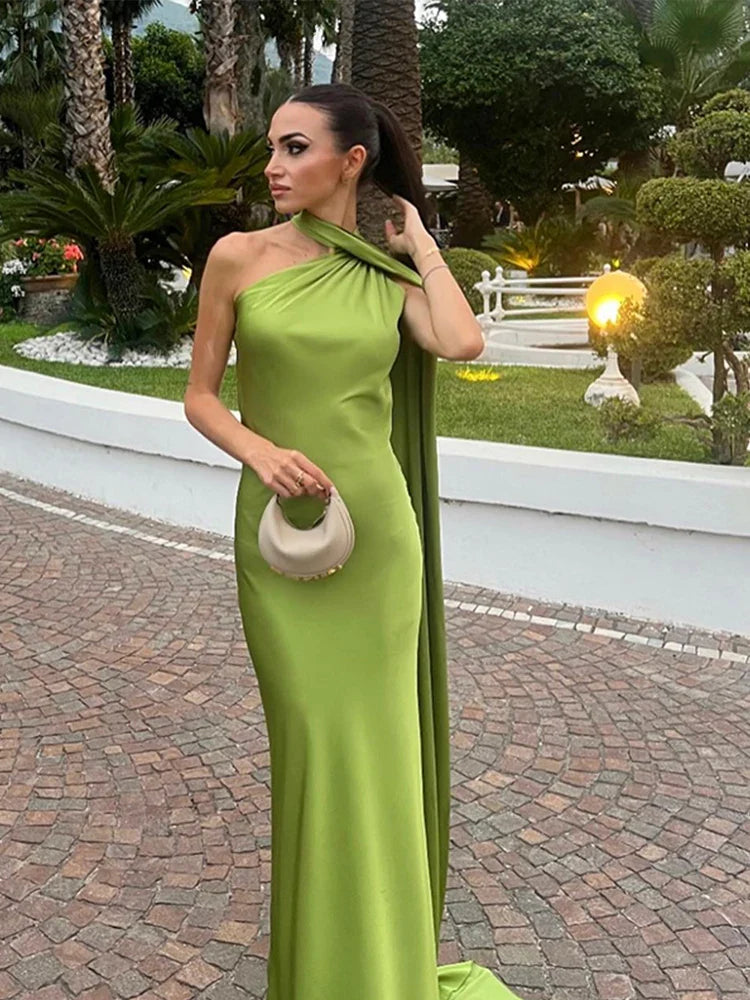 Women’s Scarf Neck Maxi Wedding Guest Dress