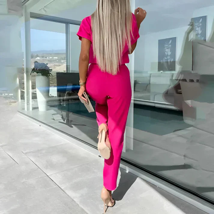 Women’s Short Sleeve Belted Jumpsuit