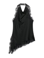 Women’s Sleeveless Lace Trim Halter Top