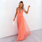 Women’s Sleeveless V-Neck Maxi Wedding Guest Dress