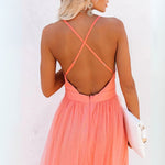 Women’s Sleeveless V-Neck Maxi Wedding Guest Dress