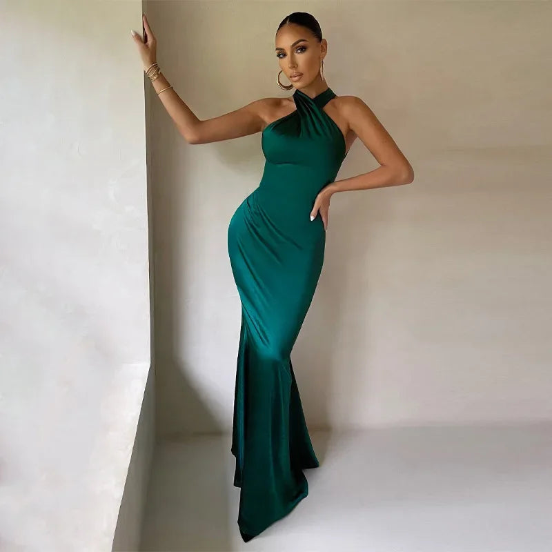 Women’s Twist Neck Maxi Wedding Guest Dress