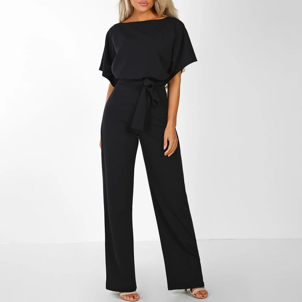Women’s Wide Leg Belted Jumpsuit