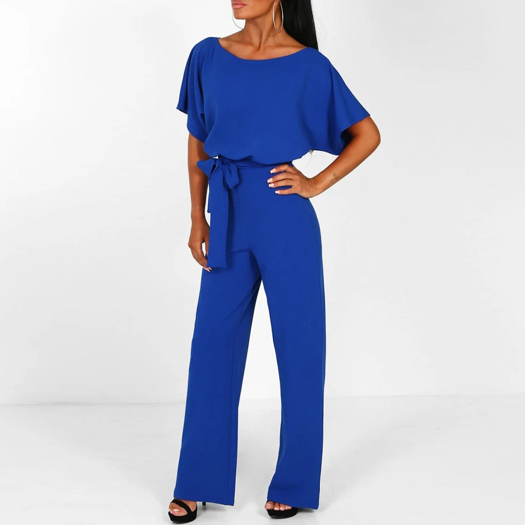 Women’s Wide Leg Belted Jumpsuit