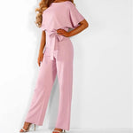 Women’s Wide Leg Belted Jumpsuit