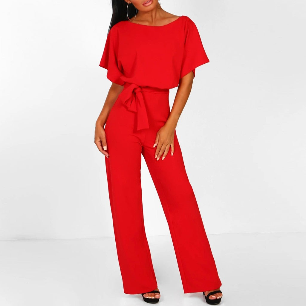 Women’s Wide Leg Belted Jumpsuit