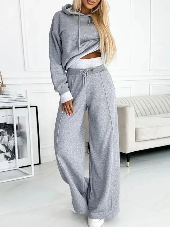 Women’s 2 Piece Cropped Hoodie Tracksuit Set