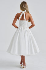 Women's A Line Sleeveless Halter Neck Midi Dress