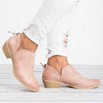 Women’s Back Zip Low Block Heel Ankle Boots