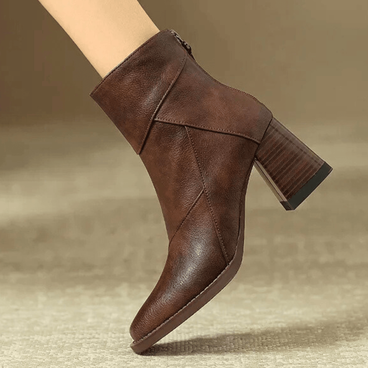 Women’s Back Zip Tassel Pull Block Heel Ankle Boots