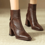 Women’s Back Zip Tassel Pull Block Heel Ankle Boots