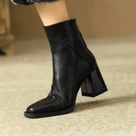 Women’s Back Zip Tassel Pull Block Heel Ankle Boots