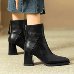 Women’s Back Zip Tassel Pull Block Heel Ankle Boots