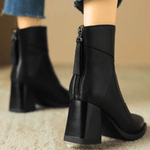 Women’s Back Zip Tassel Pull Block Heel Ankle Boots