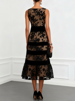 Women's Boat-Neck Sleeveless A-Line Midi Dress
