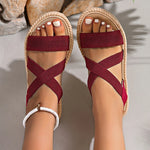 Women's Braided Edge Sole Criss-Cross Strap Sandals