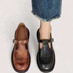 Women's Brogue-Detail T-Strap Mary Jane Shoes