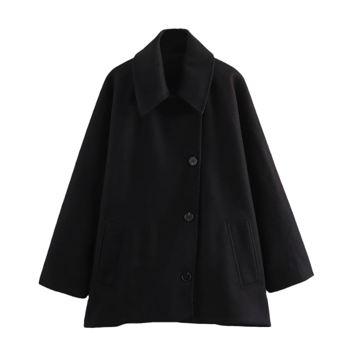 Women's Button Closure Turn Down Collar Wool Jacket