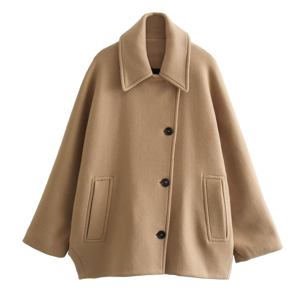 Women's Button Closure Turn Down Collar Wool Jacket