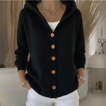 Women's Button-Down Knit Hooded Cardigan