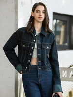 Women’s Button Front Cropped Denim Jacket