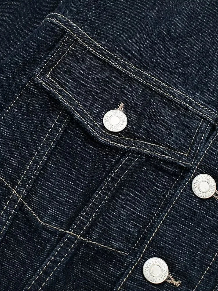 Women’s Button Front Cropped Denim Jacket