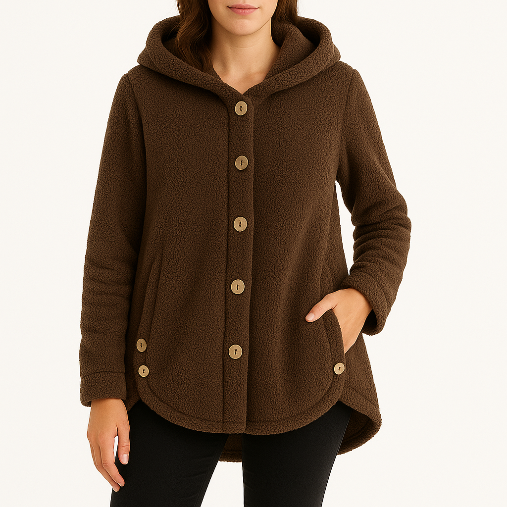 Women's Button-Front Side-Pocket Fleece Hoodie
