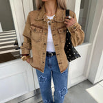 Women’s Button Front Single Breasted Denim Jacket
