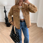Women’s Button Front Single Breasted Denim Jacket