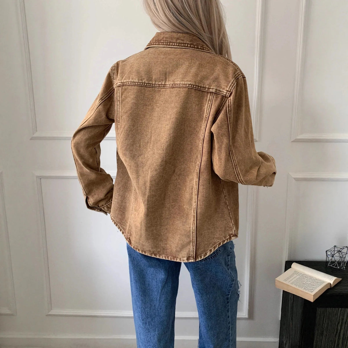 Women’s Button Front Single Breasted Denim Jacket