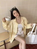 Women's Button Front Striped Chest Pocket Drop Shoulder Long Sleeve Flannel Shirt
