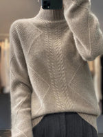 Women’s Cable Knit Turtleneck Long Sleeve Sweater