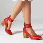Women’s Casual Closed Toe Block Heel Back Zipper Heels