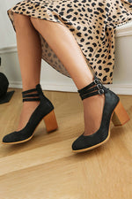 Women’s Casual Closed Toe Block Heel Back Zipper Heels