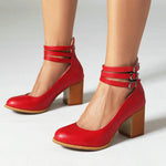 Women’s Casual Closed Toe Block Heel Back Zipper Heels