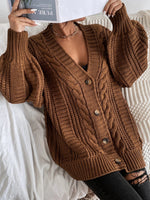 Women’s Chunky Cable Button Front Cardigan