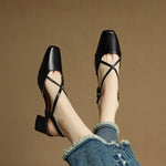 Women’s Closed-Round-Toe Slingback Block Heel Shoes
