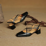 Women’s Closed-Round-Toe Slingback Block Heel Shoes