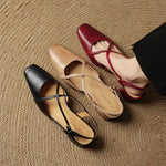 Women’s Closed-Round-Toe Slingback Block Heel Shoes