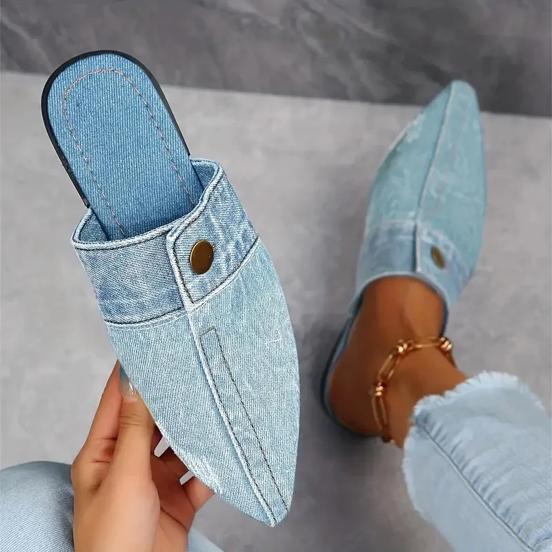Women’s Closed Toe Pointed Slip On Mule Loafers